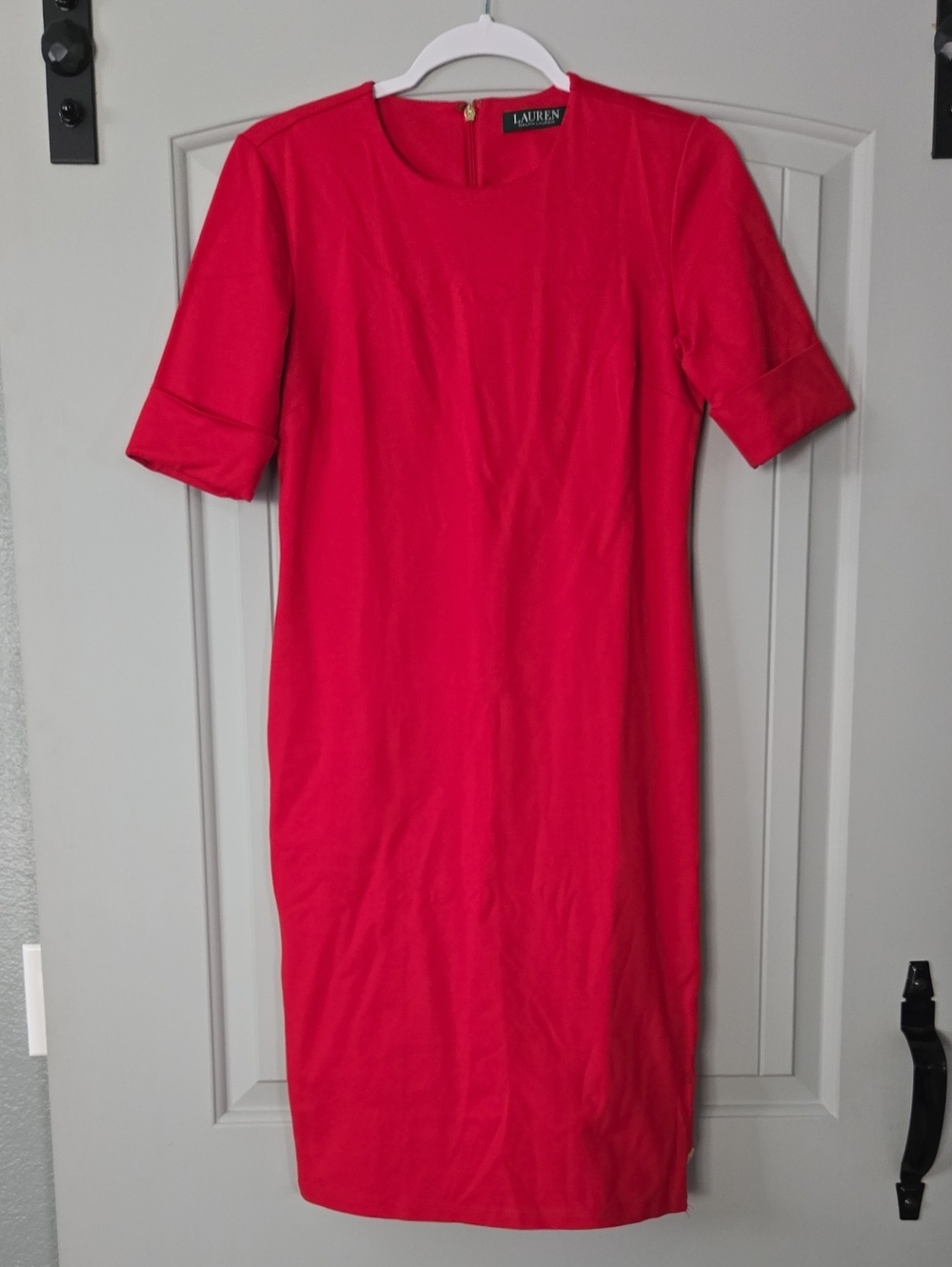 Lauren Ralph Lauren Bright Red Midi Sheath Dress